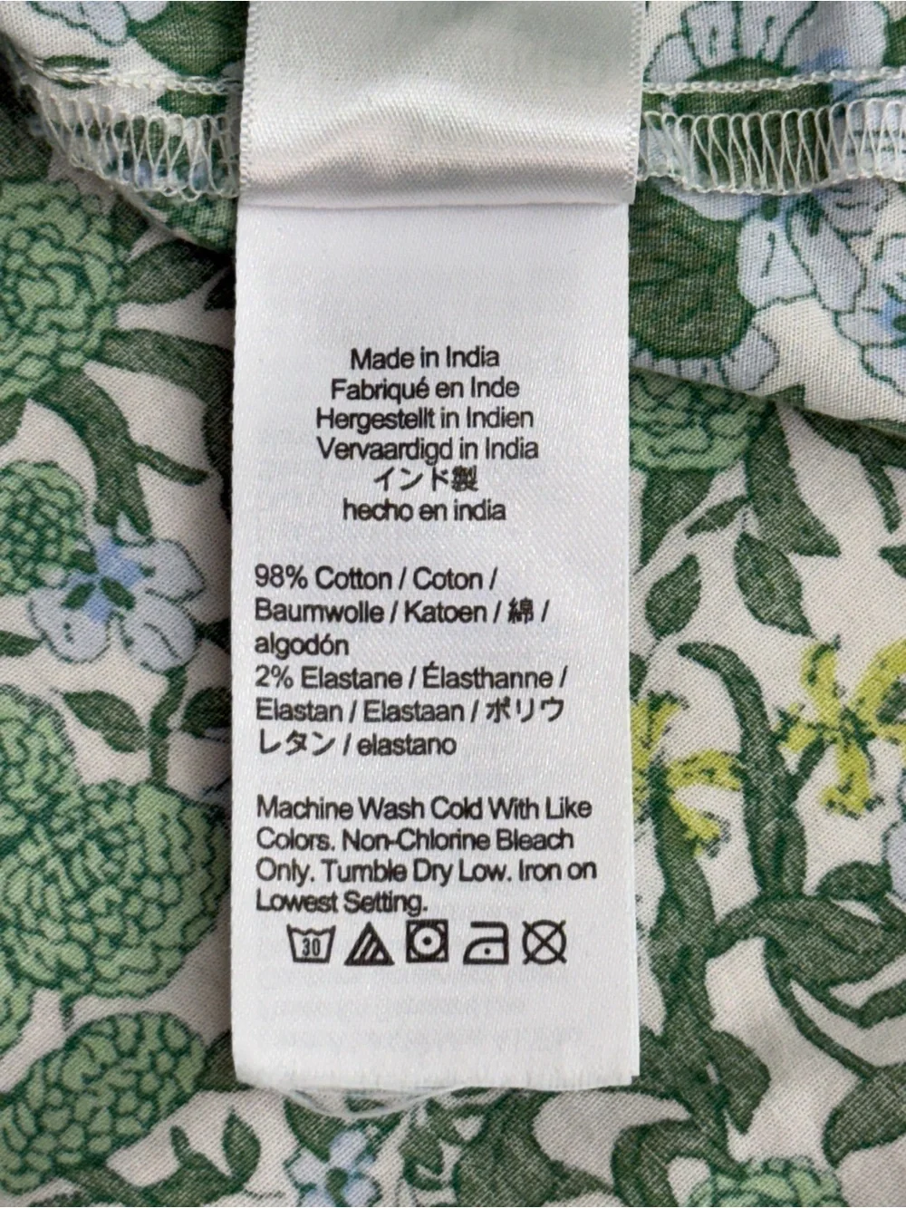 J.Crew Tie-Back Stretch Cotton Poplin-blend Top Blouse Fete Floral Green Sz. 14 - Picture 14 of 15